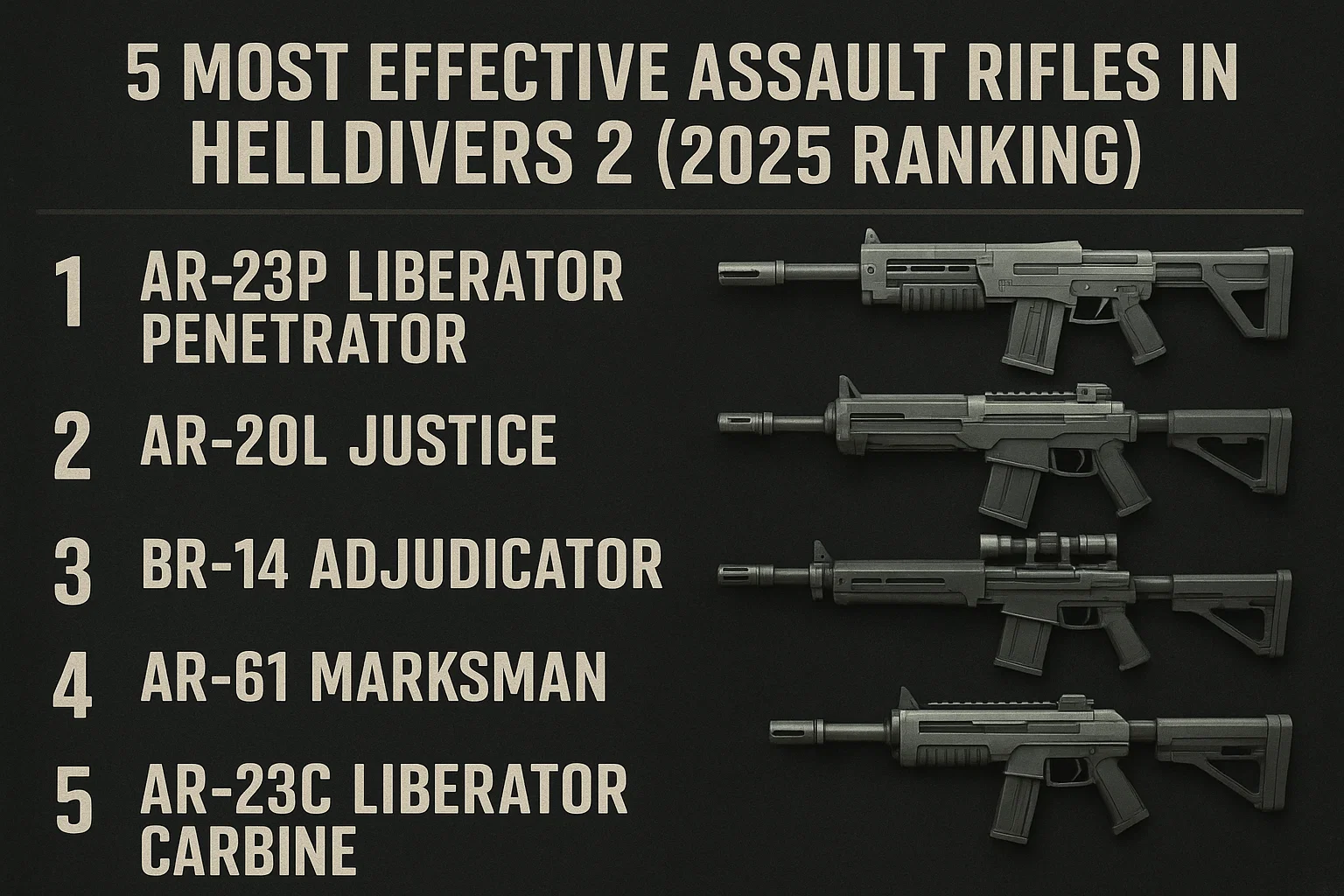 5 Most Effective Assault Rifles in Helldivers 2 (2025 Ranking)